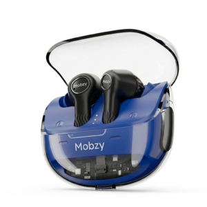Mobzy True Wireless Earbuds with Transparent Charging Case